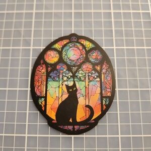 10/$10 Sticker Stained Glass Black Cat Theme Wicca Witchy
